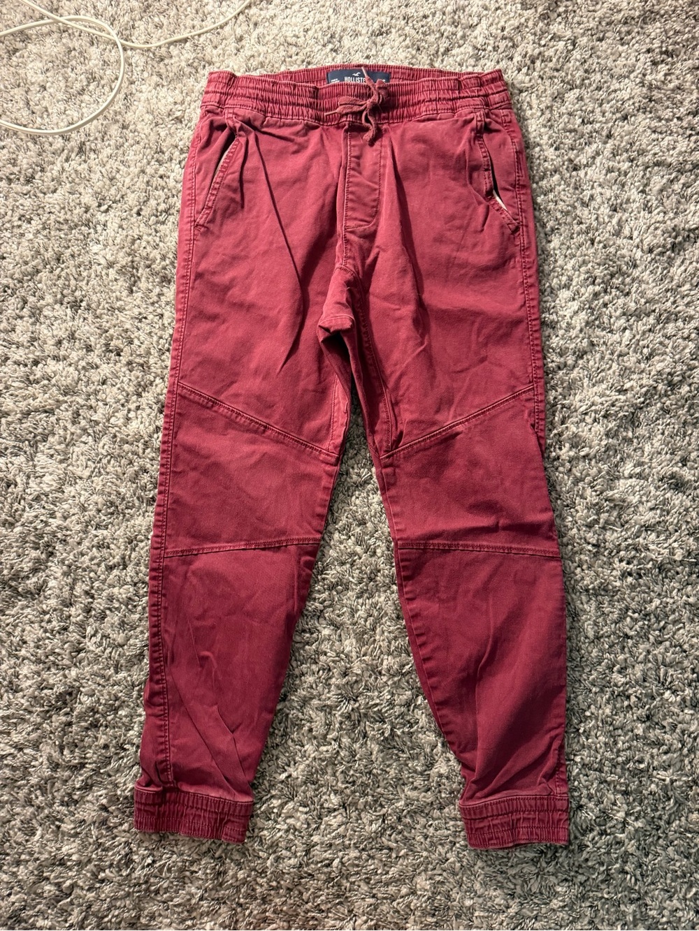 Hollister Men’s Burgundy Cargo Jogger Pants